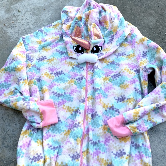 Easy Halloween costume Kitty + Unicorn = Kittycorn Costume Hooded Onesie PJs - Picture 3 of 4